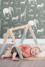 ESTAhome jungle dieren behang look a like ferm living behang kinderkamer vergrijsd groen 139513