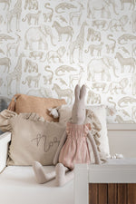 ESTAhome jungle dieren behang look a like ferm living behang kinderkamer wit beige 139690