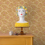 ESTAhome madeliefjes bloemenbehang okergeel voor de meisjeskamer en babykamer. 131152