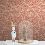 ESTAhome madeliefjes bloemenbehang terra roze voor de meisjeskamer en babykamer. 131151