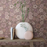ESTAhome retro bloemen vintage stijl meisjeskamer babykamer aubergine oudroze 131135