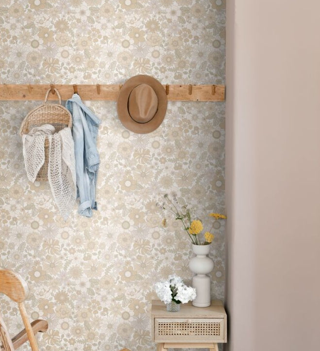 ESTAhome retro bloemen behang voor de meisjeskamer en babykamer 131245