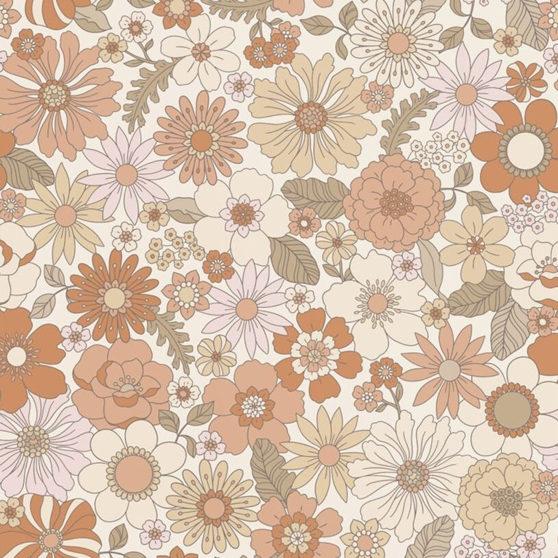 ESTAhome Behang Retro Bloemen - Terra | Trendy Kinderbehang