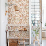 ESTAhome retro bloemen vintage stijl meisjeskamer babykamer beige terra 131247