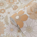 ESTAhome retro bloemen vintage stijl meisjeskamer babykamer beige terra 131247