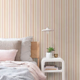 ESTAhome strepen behang voor meisjeskamer en tienerkamer beige terra mauve paars 131505
