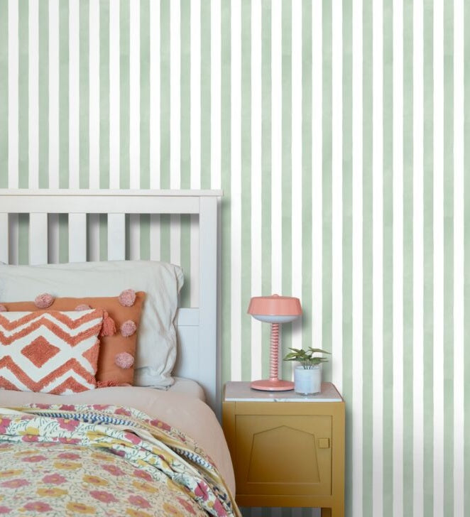 ESTAhome strepen behang voor de kinderkamer groen 131303