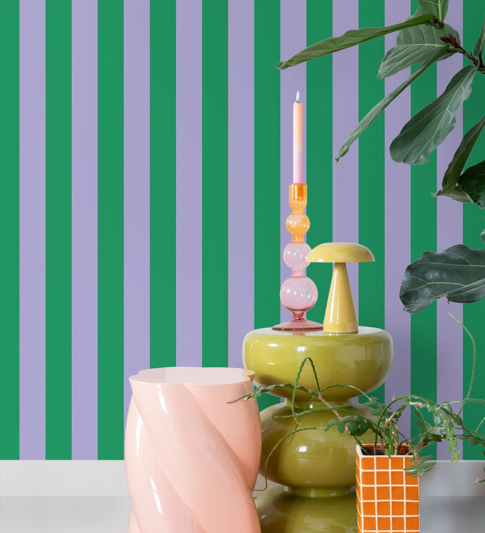 ESTAhome behang strepen kinderkamer tienerkamer groen lila 139908