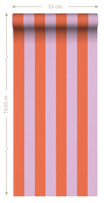 ESTAhome behang strepen kinderkamer tienerkamer lila oranje 139904