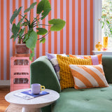 ESTAhome behang strepen kinderkamer tienerkamer lila oranje 139904