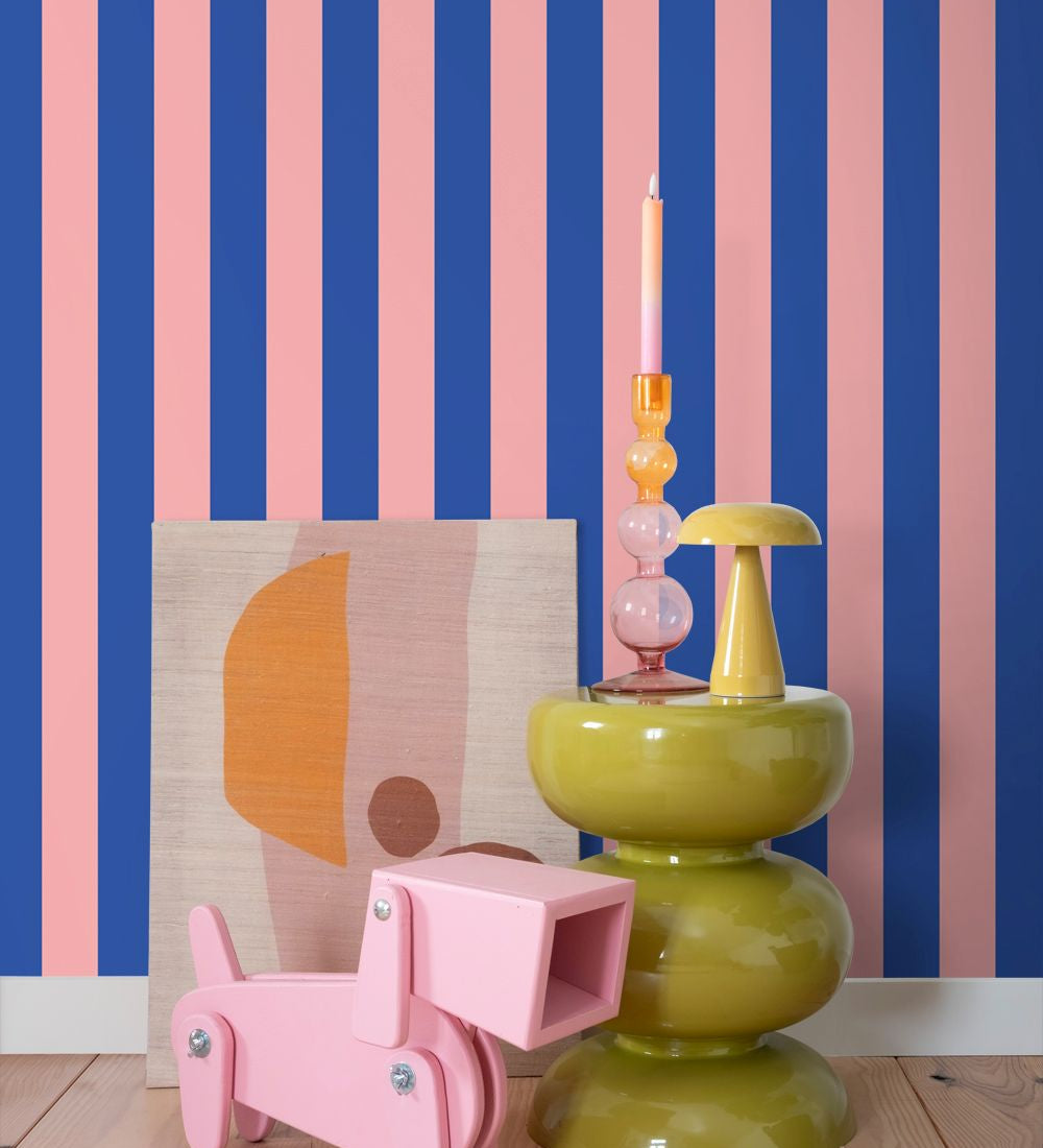 ESTAhome behang strepen kinderkamer tienerkamer roze blauw 139907