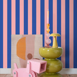 ESTAhome behang strepen kinderkamer tienerkamer roze blauw 139907