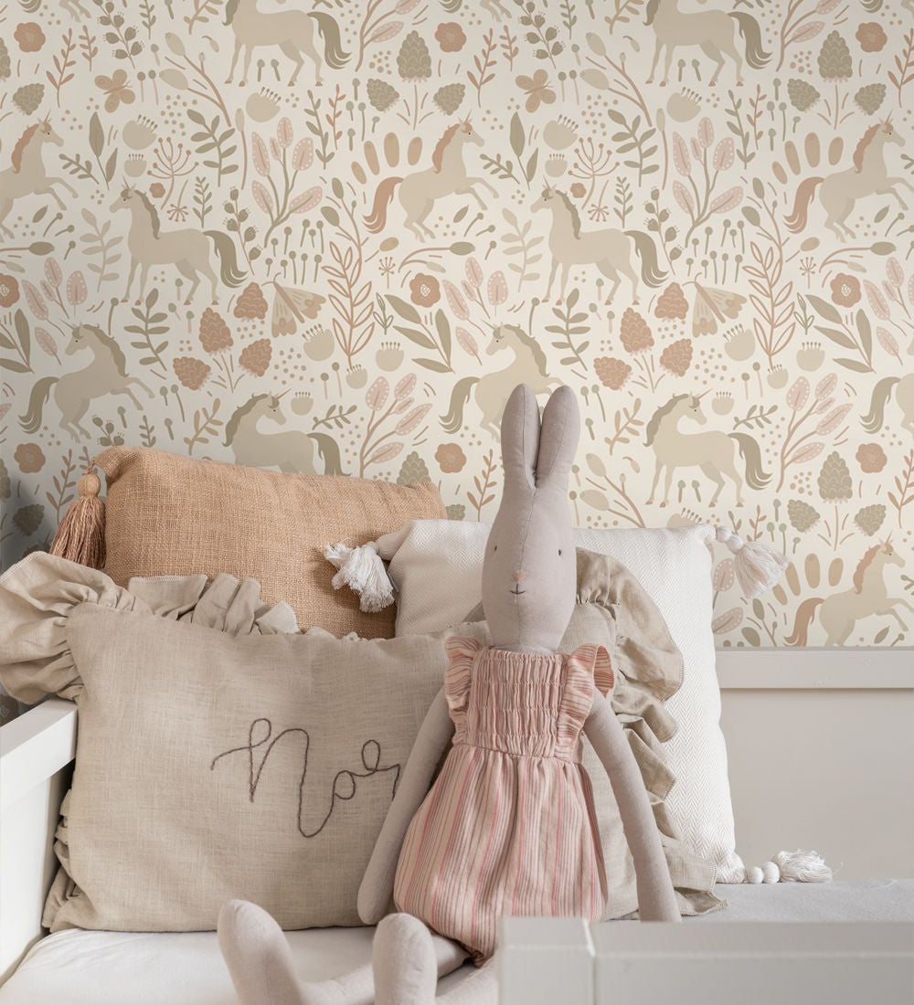 ESTAhome unicorns behang voor meisjeskamer beige terra 139806
