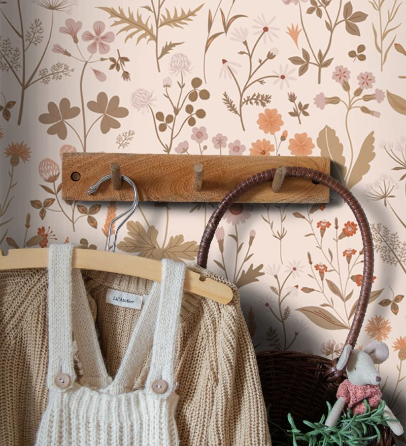 ESTAhome bloemen behang meisjeskamer veldbloemen beige 139596