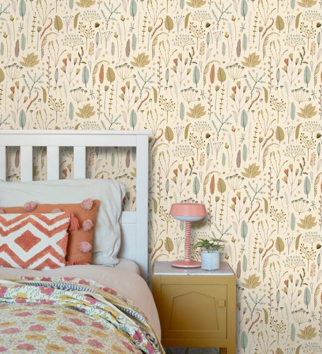 ESTAhome bloemen behang meisjeskamer babykamer olijfgroen 131163

