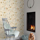 ESTAhome bloemen behang meisjeskamer babykamer olijfgroen 131163
