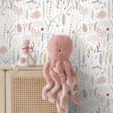 ESTAhome bloemen behang meisjeskamer babykamer roze grijs wit 139702
