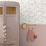ESTAhome bloemen behang meisjeskamer babykamer roze grijs wit 139702
