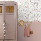 ESTAhome bloemen behang meisjeskamer babykamer roze grijs wit 139702
