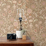 ESTAhome vintage bloemen behang voor meisjeskamer babykamer bruin roze 131329