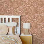 ESTAhome vintage bloemen behang voor meisjeskamer babykamer bruin terra 131332