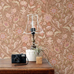 ESTAhome vintage bloemen behang voor meisjeskamer babykamer bruin terra 131332