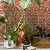 ESTAhome Vintage bloemen bloemen behang voor de kinderkamer boho bohemian oranje roze 131542