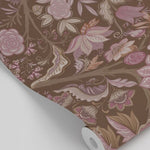 ESTAhome vintage bloemen behang voor meisjeskamer babykamer aubergine paars 131337