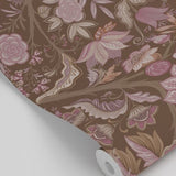 ESTAhome vintage bloemen behang voor meisjeskamer babykamer aubergine paars 131337
