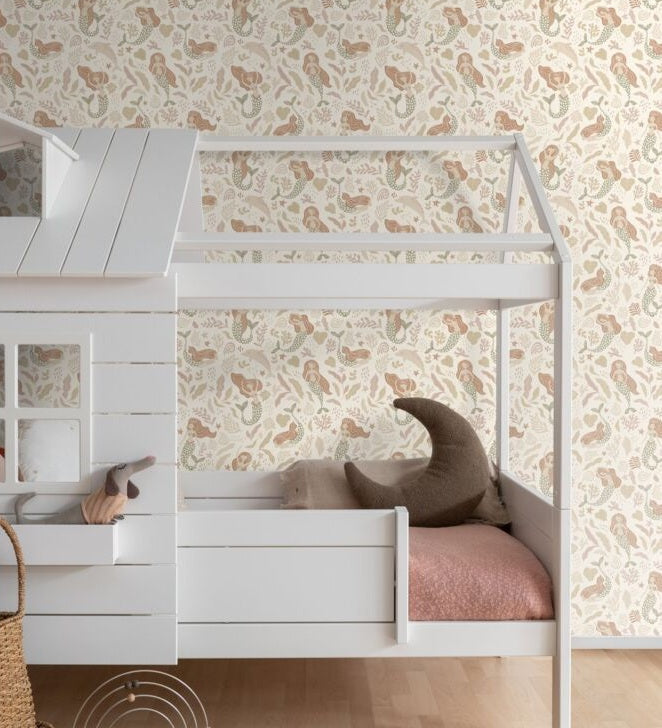 Zeemeerminnen behang ESTAhome voor de meisjeskamer beige 131498
