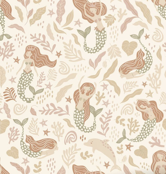 Zeemeerminnen behang ESTAhome voor de meisjeskamer beige 131498