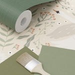 ESTAhome zwanen behang voor babykamer meisjeskamer met zwanen beige 139797