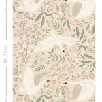 ESTAhome zwanen behang voor babykamer meisjeskamer met zwanen beige 139797