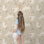 ESTAhome zwanen behang voor babykamer meisjeskamer met zwanen beige 139797