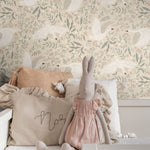 ESTAhome zwanen behang voor babykamer meisjeskamer met zwanen beige 139797