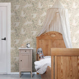 ESTAhome zwanen behang voor babykamer meisjeskamer met zwanen beige 139797
