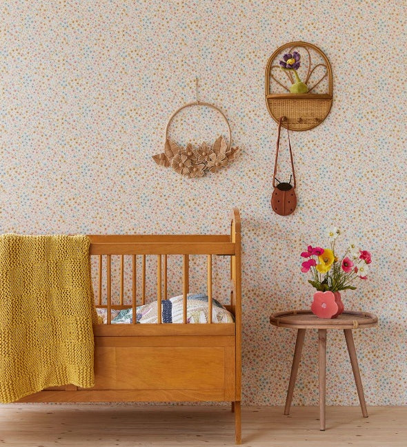 Eijffinger behang voor de kinderkamer bloemenbehang roze lichtblauw 323060