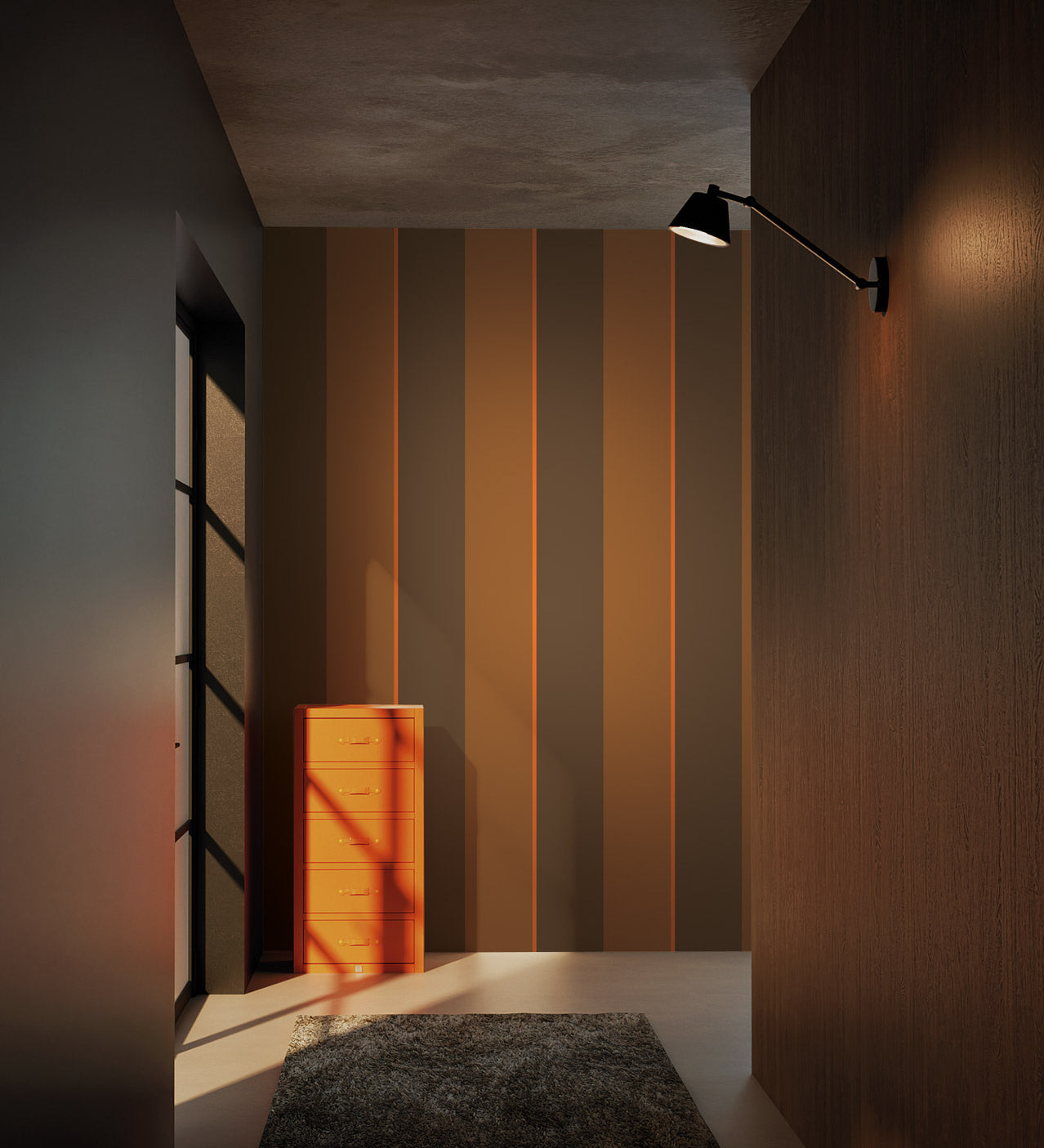 KEK Amsterdam Frans Uyterlinde Behang Bold Stripes strepen behang bruin oranje FU-003