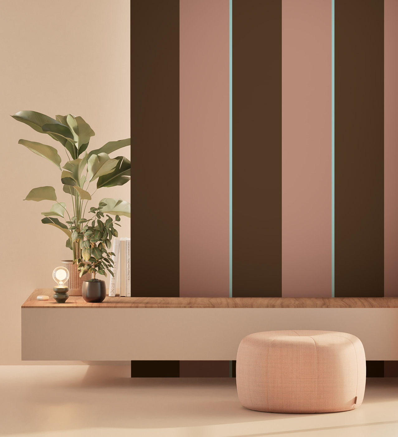 KEK Amsterdam Frans Uyterlinde Behang | Bold Stripes - Bruin/Roze