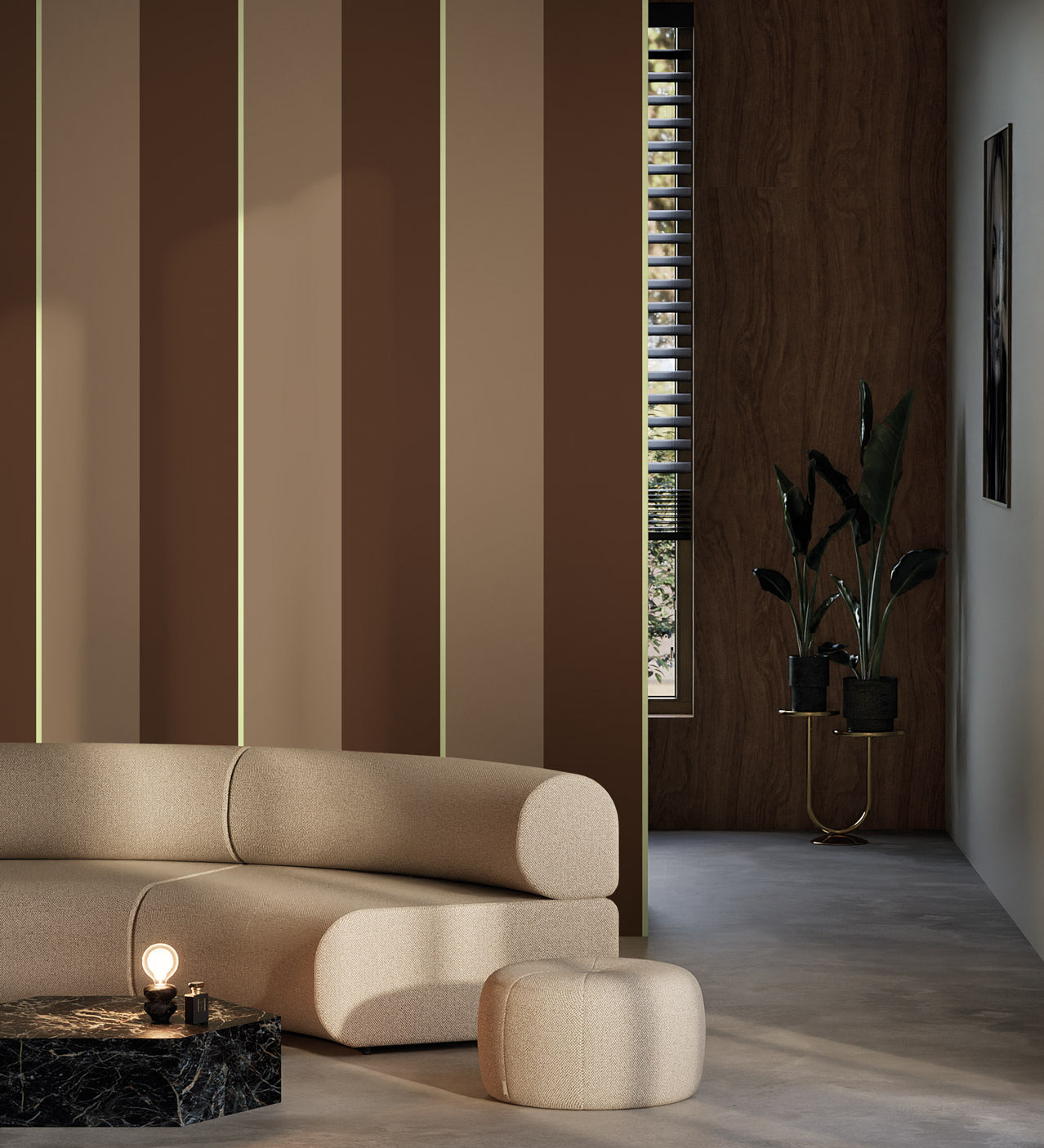 KEK Amsterdam Frans Uyterlinde Behang Bold Stripes strepen behang zand bruin FU-013