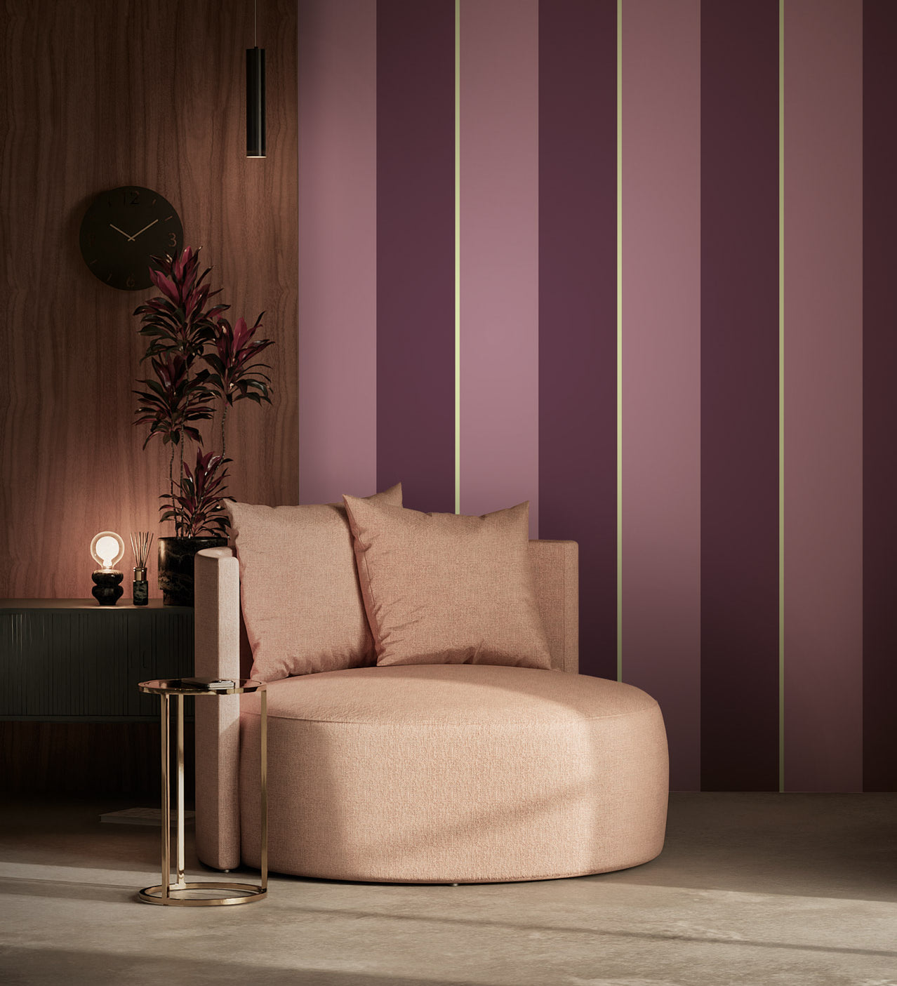 KEK Amsterdam Frans Uyterlinde Behang Bold Stripes strepen behang paars FU-014