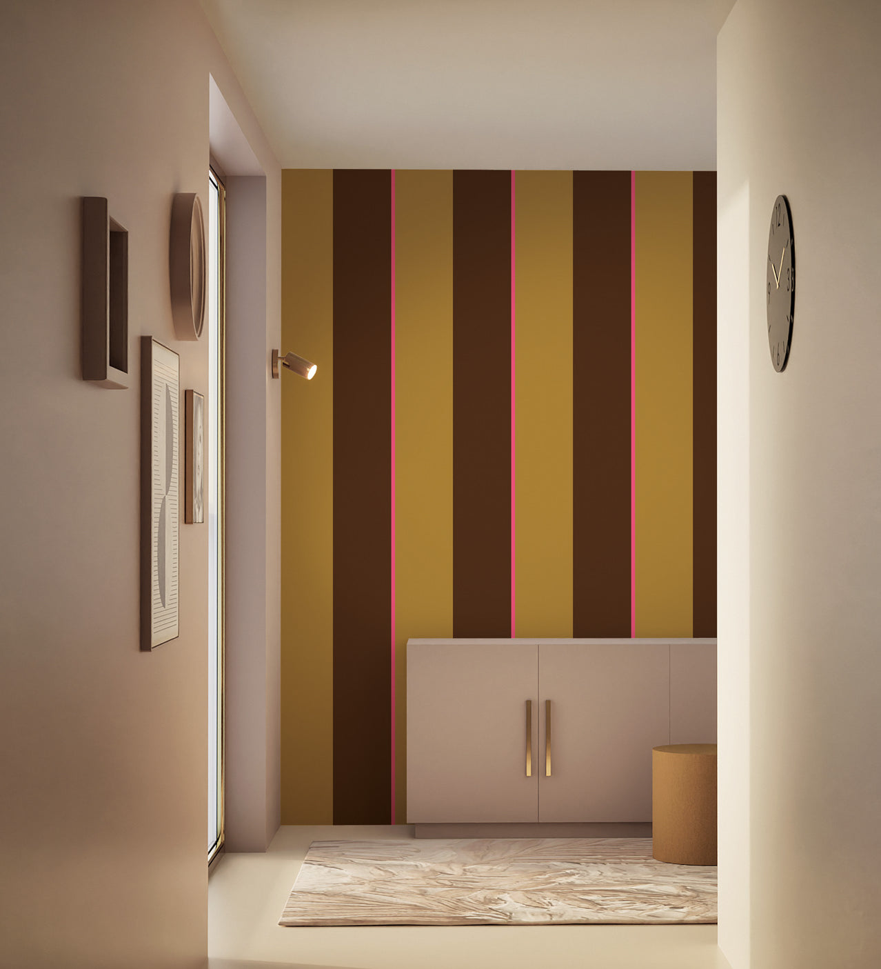 KEK Amsterdam Frans Uyterlinde Behang Bold Stripes strepen behang okergeel bruin FU-015