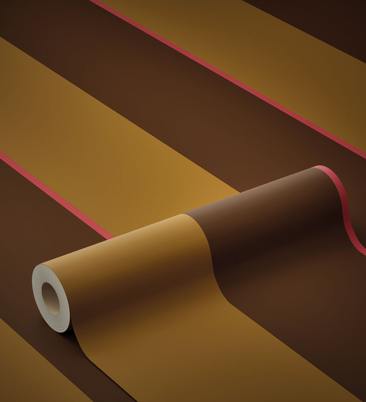 KEK Amsterdam Frans Uyterlinde Behang Bold Stripes strepen behang okergeel bruin FU-015