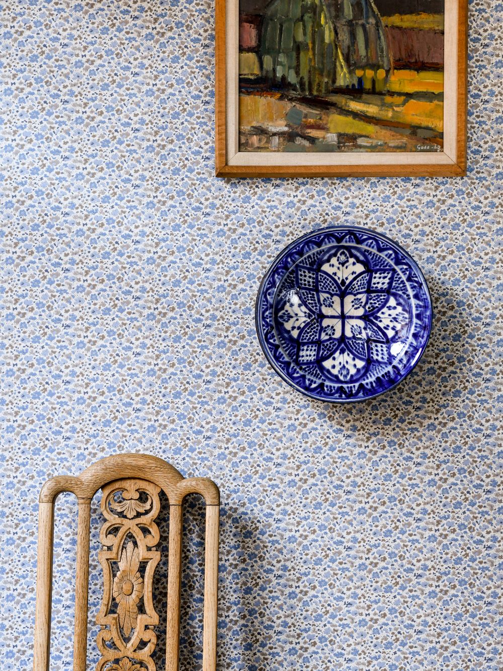 Floral Dance Bloemenbehang van langelid von bromssen voor de kinderkamer blauw