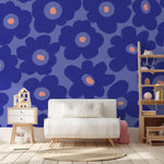 Bloemen fotobehang kinderkamer meisjeskamer Bloom! Papr Walls blauw