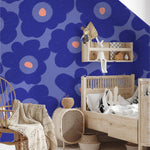 Bloemen fotobehang kinderkamer meisjeskamer Bloom! Papr Walls blauw