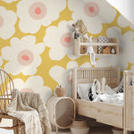 Bloemen fotobehang kinderkamer meisjeskamer Bloom! Papr Walls warm geel