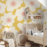 Bloemen fotobehang kinderkamer meisjeskamer Bloom! Papr Walls warm geel