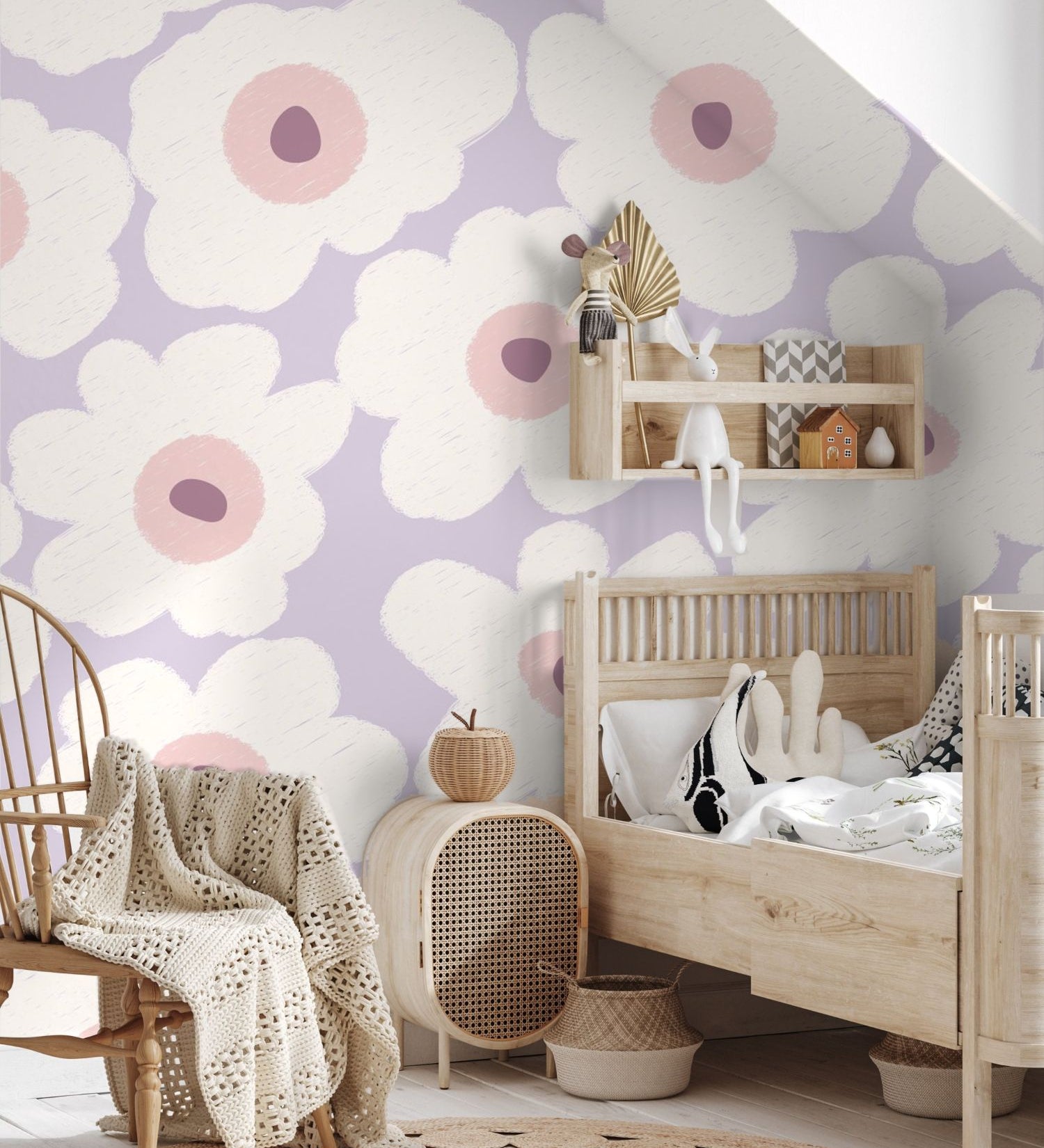 Bloemen fotobehang kinderkamer meisjeskamer Bloom! Papr Walls Lila