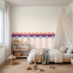 Fotobehang kinderkamer lambrisering meisjeskamer koraal roze papr walls meet me halfway Papr Walls